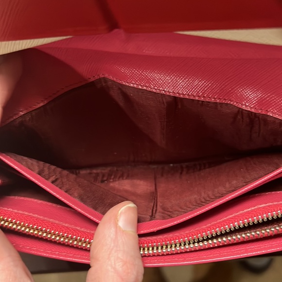 PRADA PINK WHITE AND RED SAFFIANO LUX LEATHER FLAP CONTINENTAL WALLET LEATHER - Picture 11 of 17